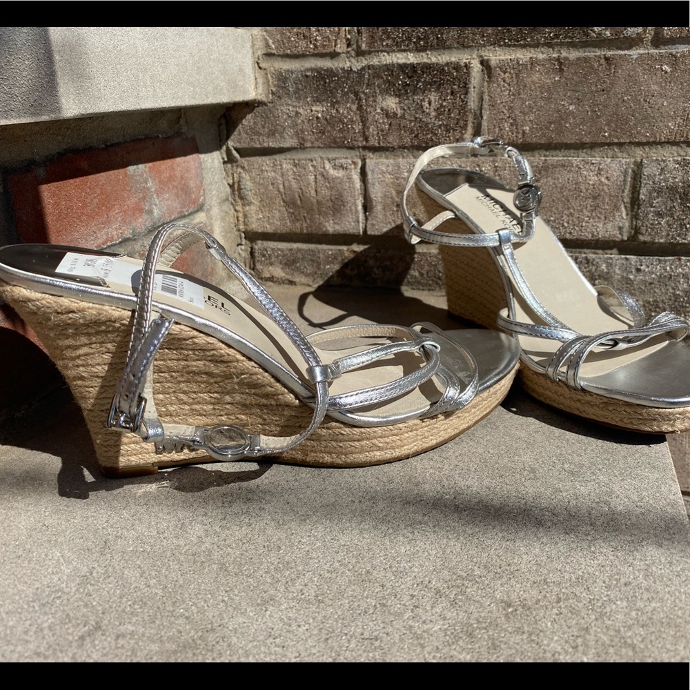 New Michael Kors silver wedges
